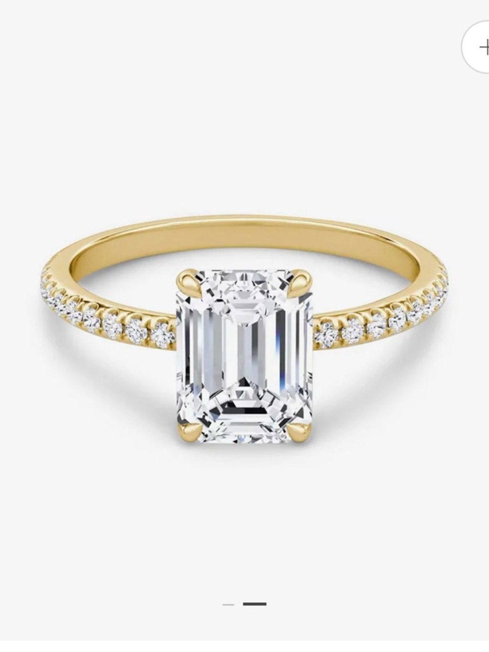 New never worn Classic Emerald-Cut Solitaire Pavé Ring in Yellow Gold size 4